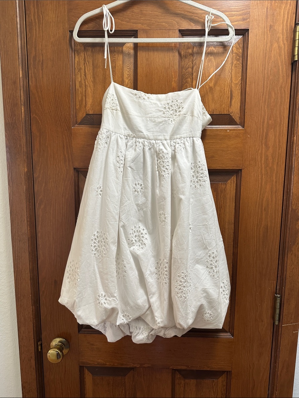 Zara White Eyelet Bubble Sundress with Tie Straps